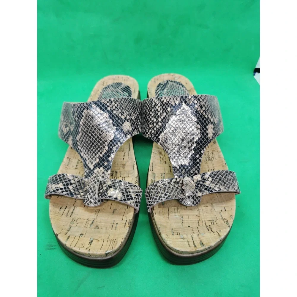 DONALD J PLINER Met Bronze Python FAINA Platform Cork Sandal Size 8.5 M